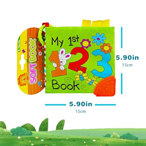 Image of 123 Book,Baby Soft Books Toys, Feel Crinkle Cloth Book for Infant Baby 0-3-6-12 Months