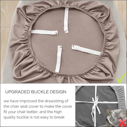 Image of SearchI Waterproof PU Leather Seat Covers for Dining Chairs, 6 Pack Stretch Dining Room Chair Seat Covers, Kitchen Chair Seat Covers Protectors (Taupe)