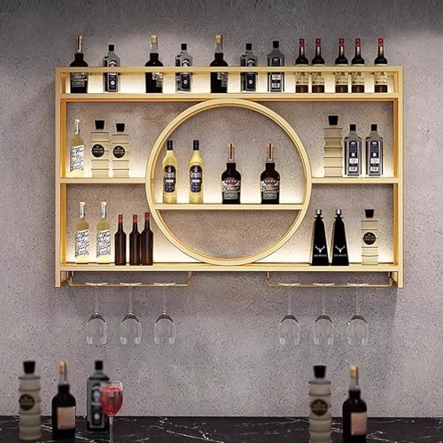 Casier à vin mural moderne en métal avec LED et support verre - 4