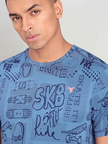 Image of TECHNOSPORT Men Polyester Regular Fit Half Sleeve Jacquard T-Shirt with Double Cool, Quick Dry & Anti Microbial for Sports, Running & Casual Use