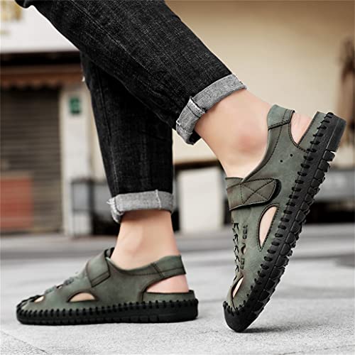 Men Genuine Leather Sandals Casual Shoes Men's Roman Beach Sandals Sandalias Big Size(40)4