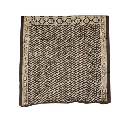 Image of Ethnics of Kutch Ajrakh Modal Silk Saree For Women | Natural Dye Hand Block Print |With Unstitched Blouse Piece | 5.5 Mtr Length (Dark Green 24601R)