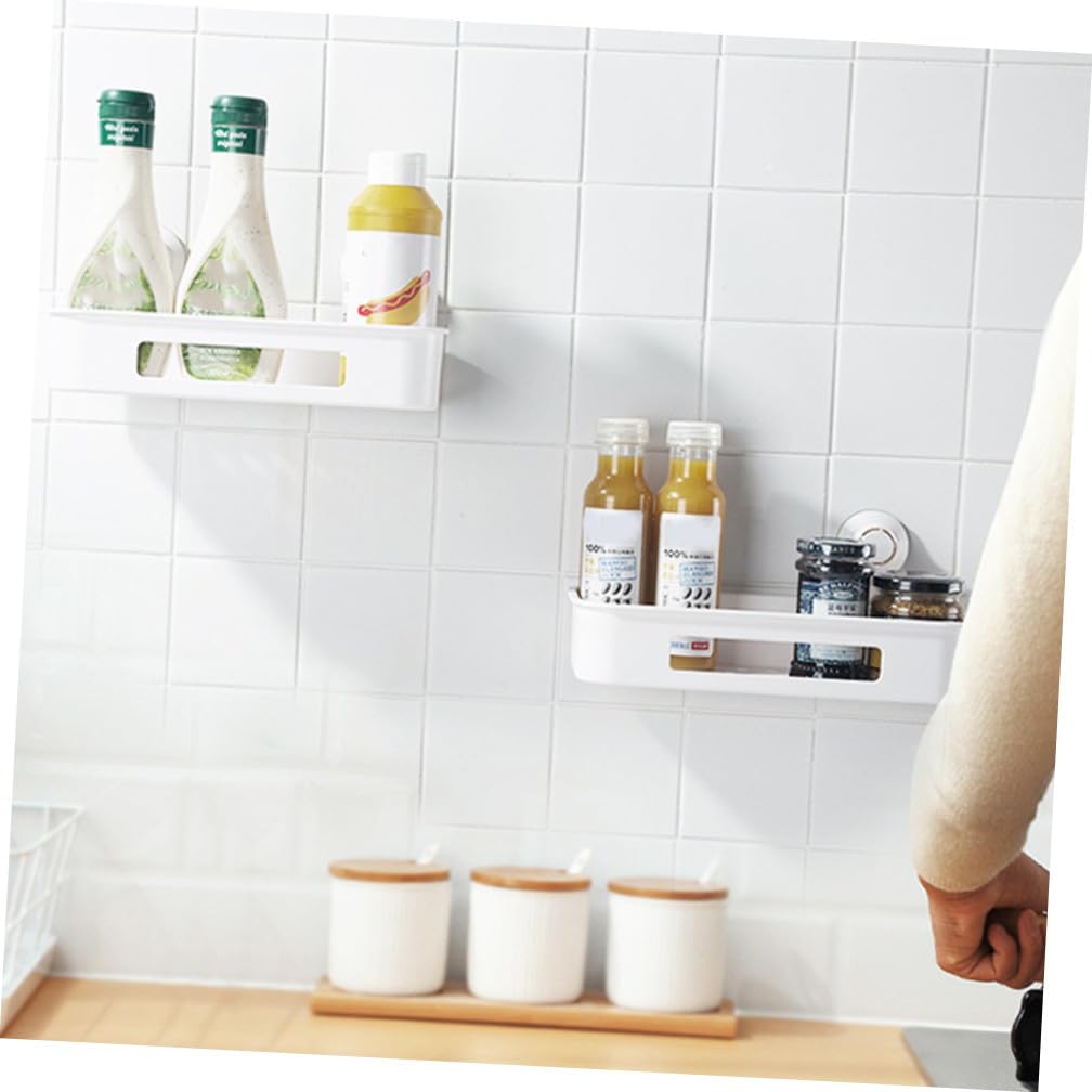 Saugkorb Wandregal ohne Bohren Selbstklebend mit Starkem Halterung für Küche Badezimmer Shampoo Seifenhalter Aufbewahrung Organizer Weiß