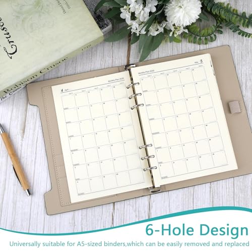 A5 Kalendereinlagen 2026 1 Tag 1 Seite, Daily Planner Refills, 6 Löcher 352 Seiten Monatsplaner 2026, Wochenplaner Einlage mit Extra Notizen Kontakt for Ringbuch A5 Nachfüllbar