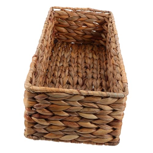 ABOOFAN Cesta de Almacenamiento de Escritorio Tejida Mano Organizador Multifuncional para Snacks Papeles y Pequeños Objetos Cesta Natural Reutilizable para Hogar y Oficina