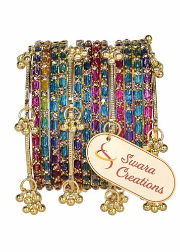 Image of Swara Creations Kashmiri Ghungroo Raindrop Bangles Combo Set | for Women and Girls|Set of 16 Pcs (SKU417)
