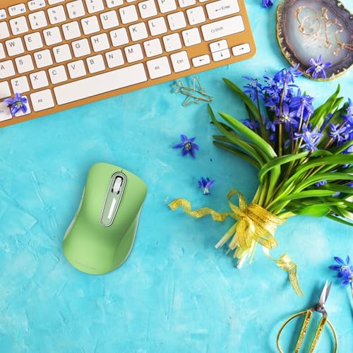 Image of memzuoix Wireless Mouse 2.4GHz Portable Optical Wireless Mouse 1400DPI with Mini USB Receiver, 5 Buttons and Battery Operated for Laptop, Desktop, MacBook - Green