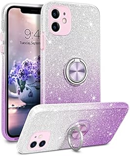 YINLAI iPhone 11 Case Bling Glitter Sparkle Shiny Cute iPhone 11 Case for Girls Women with 360 Grad Ring Holder Kickstand Slim Shockproof Protective Phone Case for iPhone 11, Pink Gradient