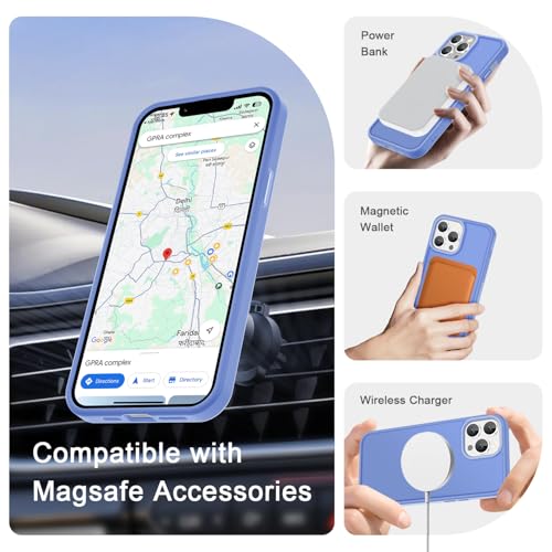 Image of YENAPOON for iPhone 13 Pro Max Case, Matte Magnetic Phone Cover [with 1 Screen Protector] [Support for MagSafe] [Shockproof Military Grade Protection] Translucent Frosted Back, Purple