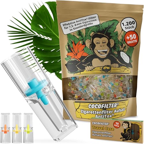 CocoFilter Zigarettenfilter Aufsatz AntiTox [1200+50 Anti Teer Filter]