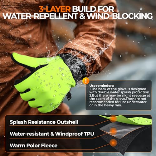 Image of rivmount Winter Gloves Women Men, Cold Weather Touch Screen Liner Glove, Windproof 3-Layers, for Running, Cycling, Biking, Hiking, Driving