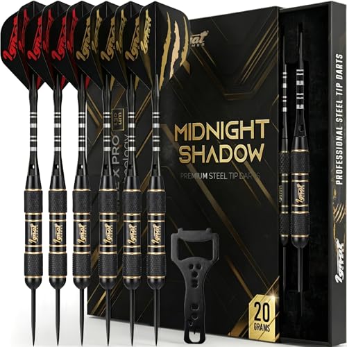 IgnatGames Steel Tip Dart Set - Brass Barrels with Tempered Steel Points, Aluminum Shafts, 16 GlideXPro Flights (Standard No. 2 + Slim), Accessories, Giftable Case