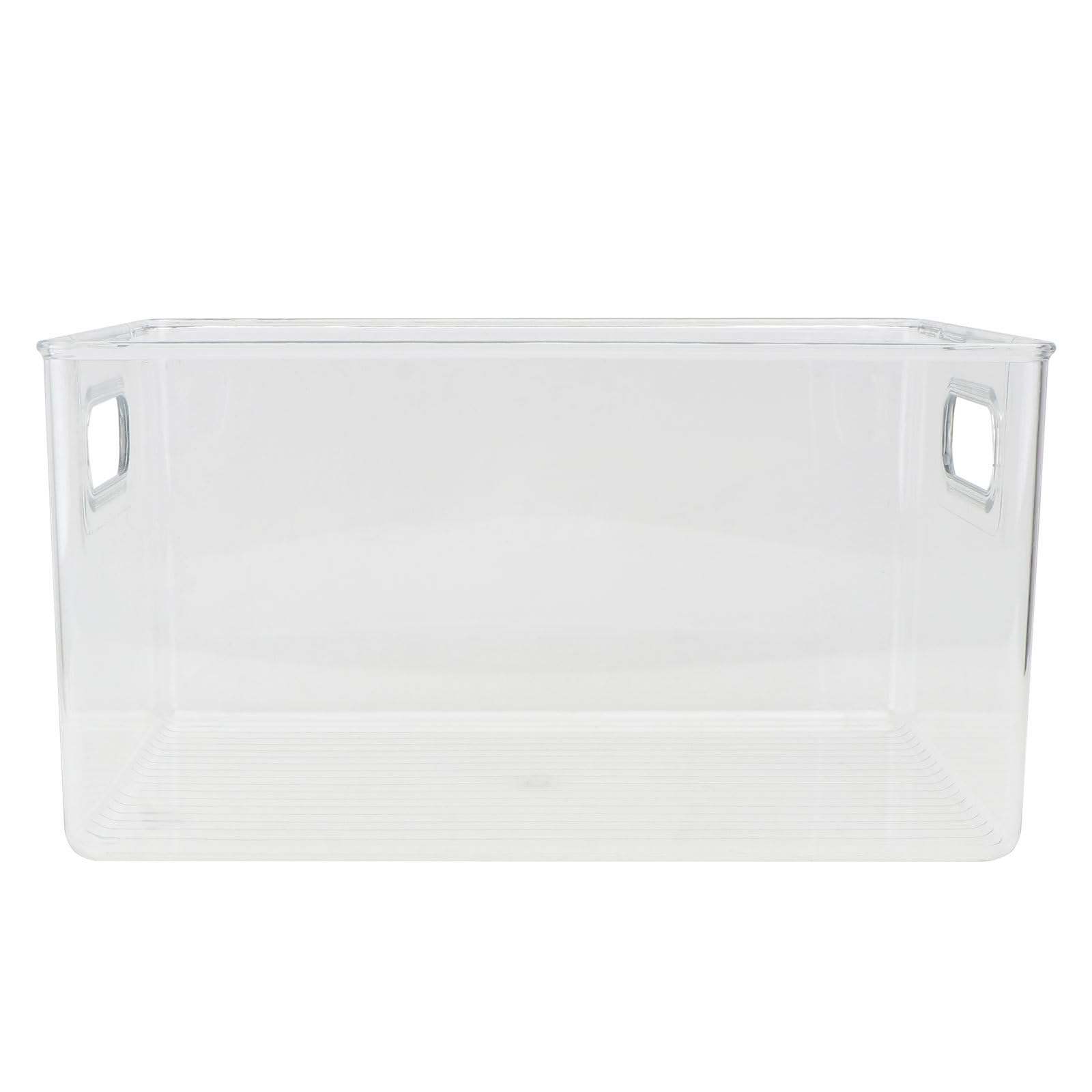 Boîte de rangement transparente plastique double poignée bac livres OSALADI