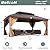 MELLCOM 12' x 16' Gazebo, Wooden Finish Coated Aluminum Frame Hardtop Gazebo with Galvanized Steel Double Roof, Outdoor Permanent Metal Pavilion with Curtains and Nettings for Patios, Gardens, Lawns