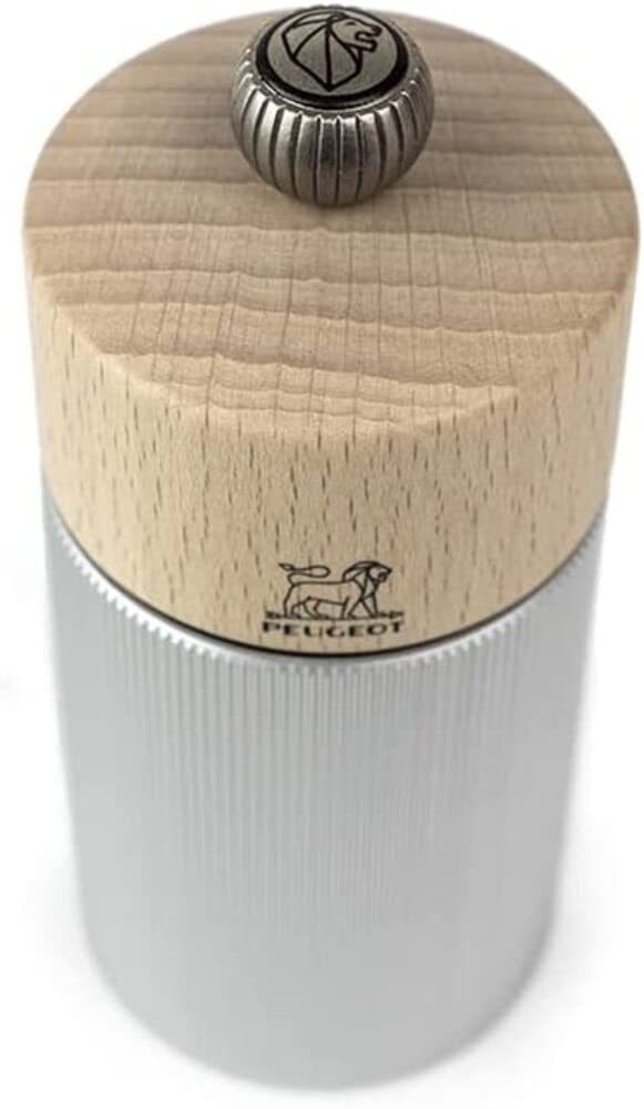 PEUGEOT - Pfeffermühle Line 12 cm + Schwarzer Pfeffer - Klassische Mahlgradeinstellung - Aluminium und Holz mit PEFC-Siegel - Französisches Know-howreich - Naturfarben