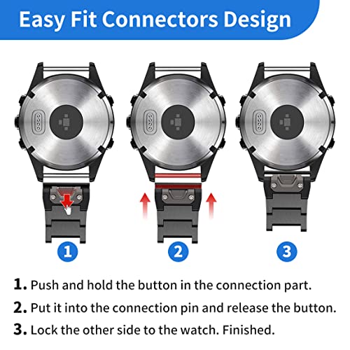 Correa metálica de titanio 26mm compatible Garmin Fenix miniatura 4