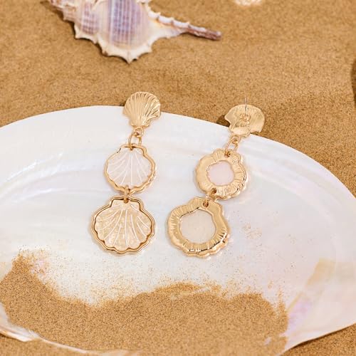 Acrylic Gold Starfish Dangle Earrings for Women Hypoallergenic Boho Statement Earrings with Pearl and Crystal Accents Trendy Summer Jewelry Beach Accessories Gift for Her4