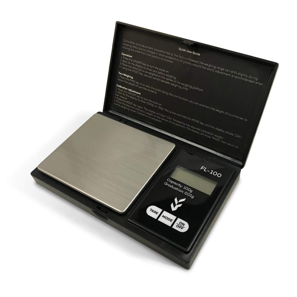 FITLEAFFL-100 Digital Pocket Scale, 100g x 0.01g, Digital Grams and Ounces, Mini Scale for Plant Nutrients, Herbs, Jewelry (Batteries Included)