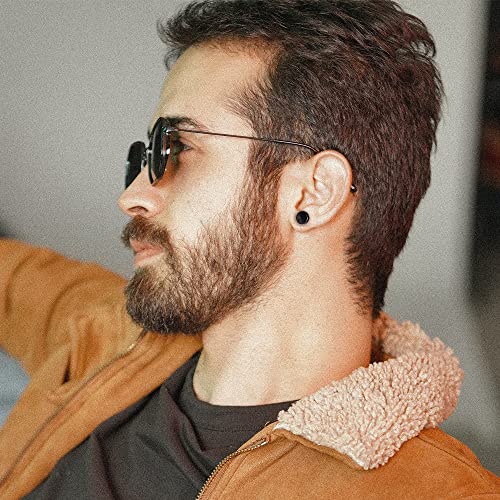 FUNRUN JEWELRY 16Pairs Stainless Steel Tunnel Fake Gauge Stud Earrings for Men Women Round Plug Earrings 18G3