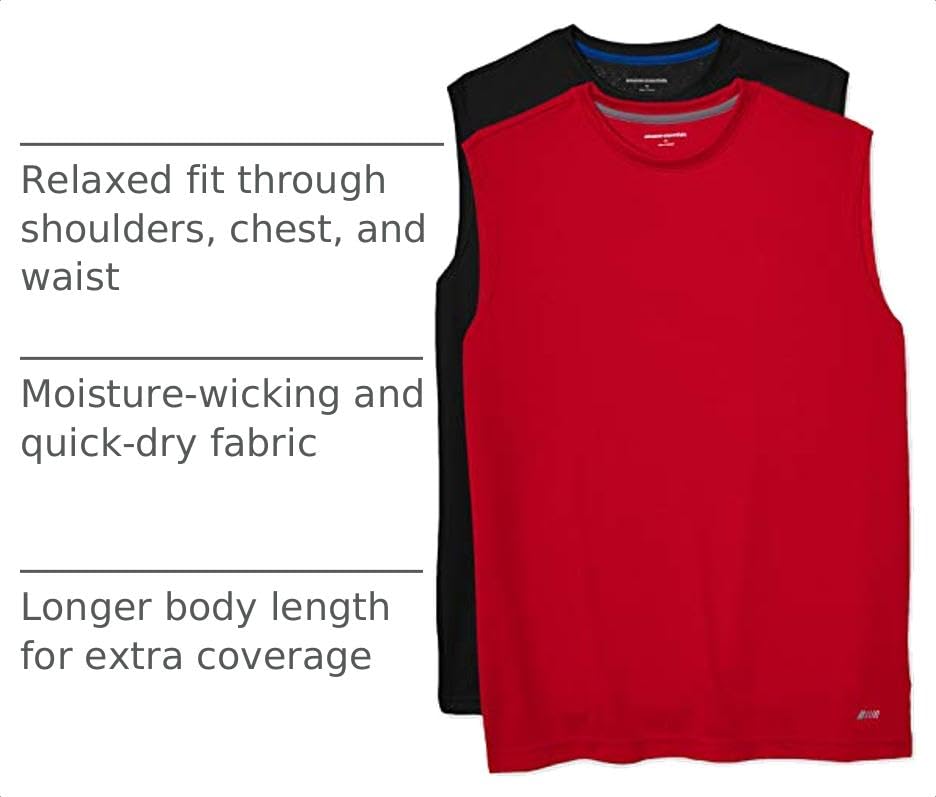 Image of Amazon Essentials Men's Active Performance Tech Muscle Sleeveless Top, Breathable Moisture Wicking Workout Shirt