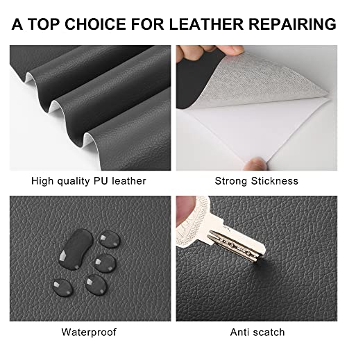 Image of YAFLC Leather Repair Patch for Furniture, 4 inch x 63 inch Self-Adhesive Kit, Vinyl Tape for Car Seat, Sofa, Jackets, Couches, Chair - Dark Grey