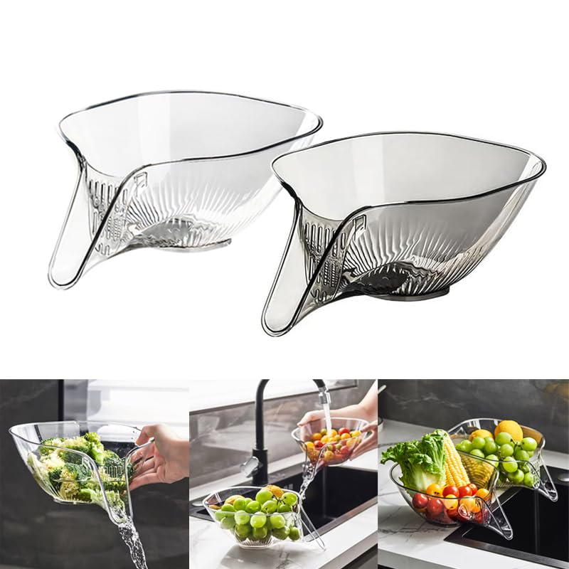 Multi-Functional Drain Basket, Versatile Kitchen Sink Drain Strainer Basket with Removable Filter for Easy Cleaning and Maximum Convenience (Transparent+Gray, 2PCS)