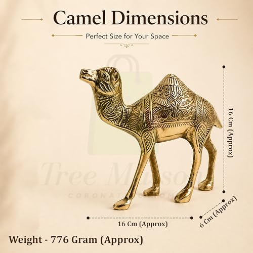 Image of Brass Design Camel Statue | Weight - 780 G Approx | 7 Inch Approx |Brass Idol | Camel Statue for Vastu | Showpeice for Home | Vastu Remedy | (Zonal Placement-W,WNW)