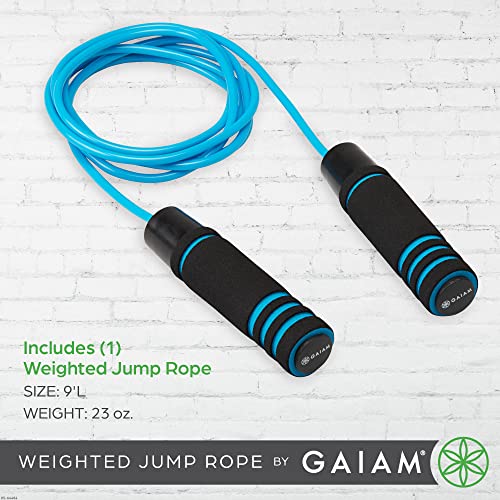 Image of Gaiam Weighted Jump Rope for Men and Women - 1lb Heavy Foam Handles Set - Adjustable Exercise Rope Length for Fitness and Training - Helps Burn Calories and Improve Stamina (1-Pound Set)