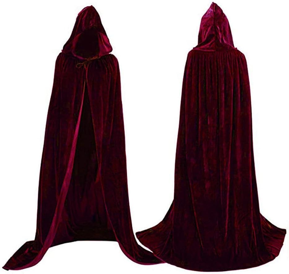 Velvet Cloak Cape Wizard Hooded Party Halloween Cosplay Costumes for Men Women 53”