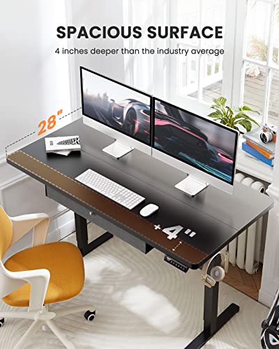 Ergear Electric Standing Desk With Drawer, Adjustable Height Sit Stand Up Desk, Home Office Desk Computer Workstation, 55X28 Inches, Black #TOP7
