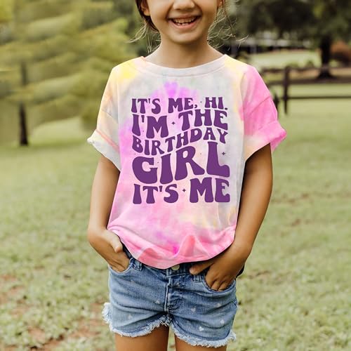 Image of LOTUCY Birthday Girl Outfit for Kids Its Me Hi Im The Birthday Girl Shirt | Birthday Party TopsToddler Kid Girls Tie Dye T-Shirt B-Day Gifts