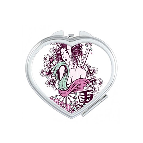 Miroir de poche Geisha et Sakura, idée cadeau japonais mignon