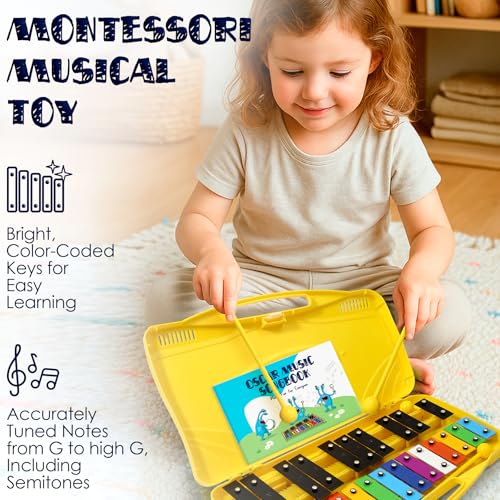 image for MINIARTIS Glockenspiel Xylophone | 25 Note Colorful Metal Keys Xylopho