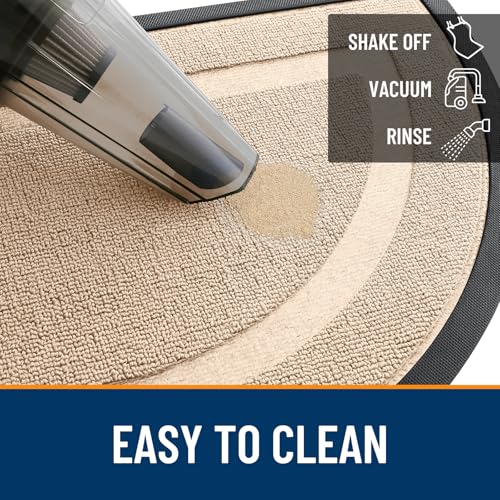 Image of OLANLY Half Circle Door Mat Indoor Outdoor Entrance Welcome, Waterproof All-Season, All-Weather Doormat, Sturdy Natural Rubber, Low Profile, Easy Clean Patio Porch Entryway Mat, 29.5x17, Off-White