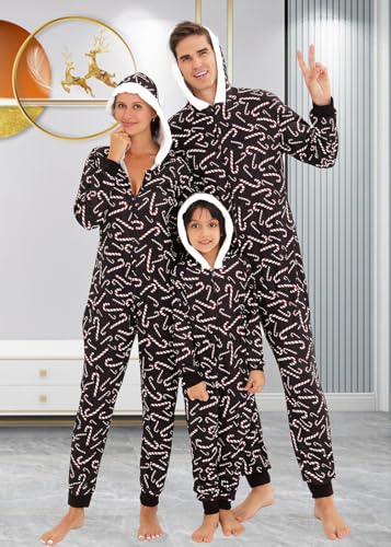 Yeaxlud Matching Family Pajamas Christmas Onesie Jumpsuit Zipper Soft Pj'S Cute One Piece Printed Xmas Sleepwear(Women-M) thumb #1