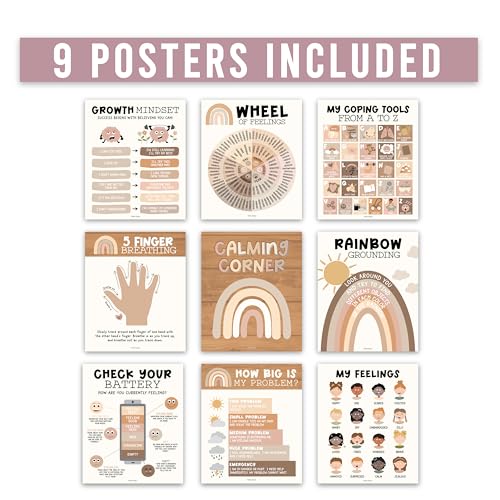 Hadley Designs 9 Calming Corner Posters For Classroom Must Haves For Teachers - 11x14 Calm Down Corner Supplies, Feelings Chart For Kids Ages 4-8, Feelings Wheel Poster, Boho Classroom Decor - Image 3