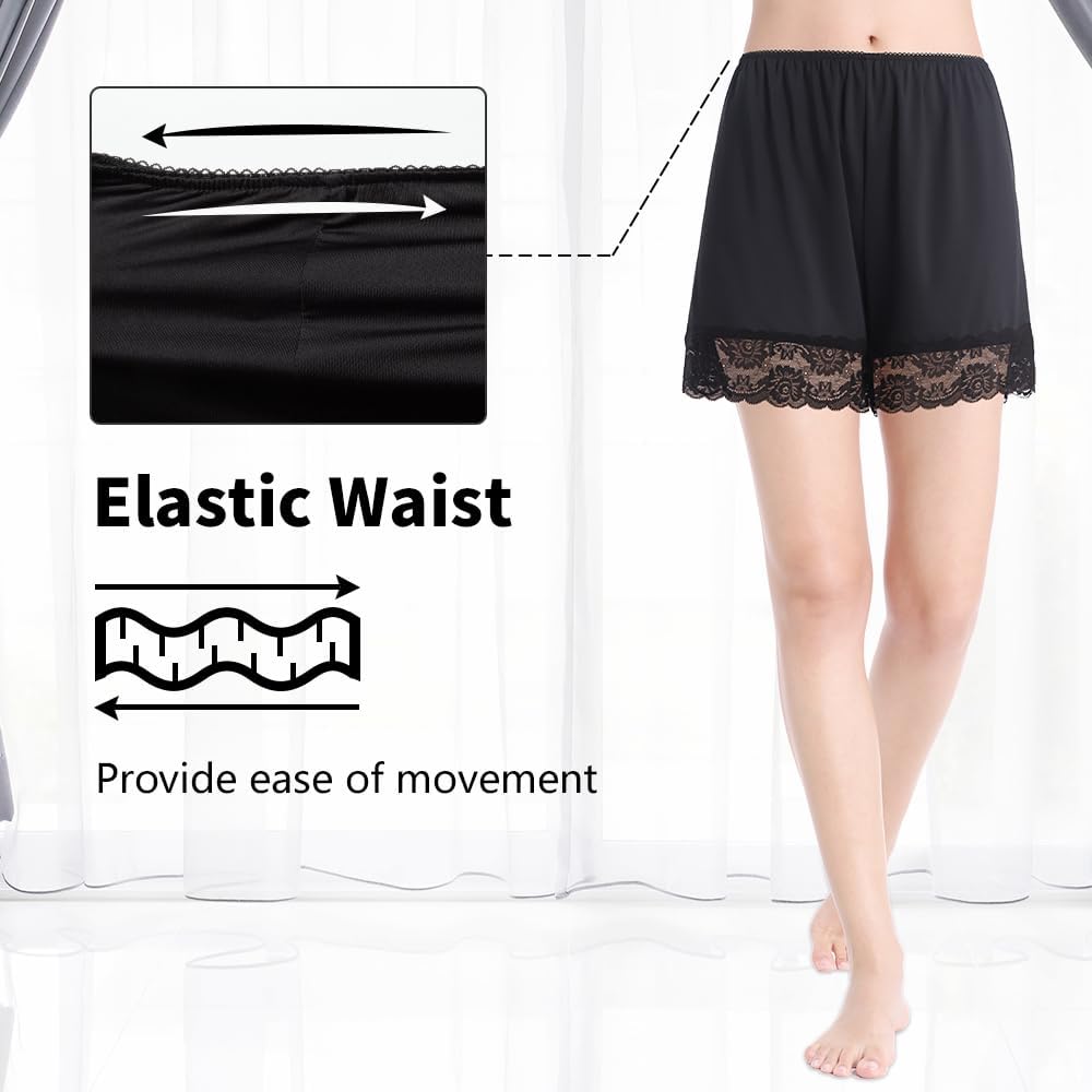 MANCYFIT Pettipants for Women Half Slip Culotte Shorts Split Skirt Lace Snip 4” Inseam - Image 2