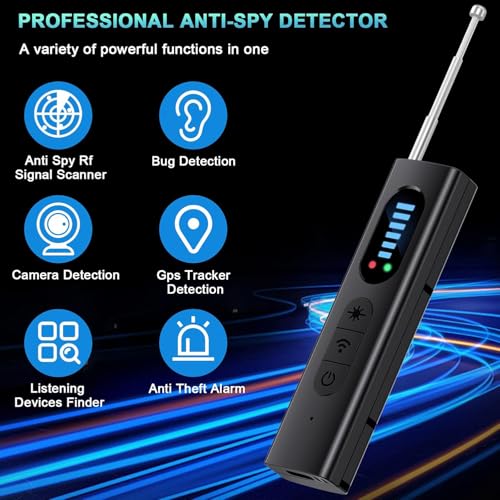 Image of Hidden Camera Detector, Spy Camera Detector, Portable Hidden Insect Detector and Camera, 5 Sensitivity Levels, 6 Modes, Rechargeable Wireless for Home