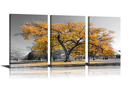 Autumn landscape wall art yellow tree giclee print pict…