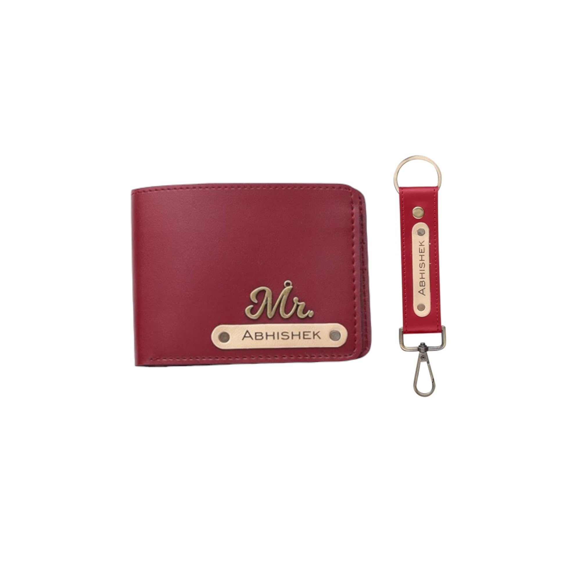 Mens Leather Wallet and Keychain Combo Name Leather Wallet Keychain for Mens Personalized Wallet Keychain Set with Names Keychains for Men | Customised Gift Set for Men with Name & Charm, Tan-image-22