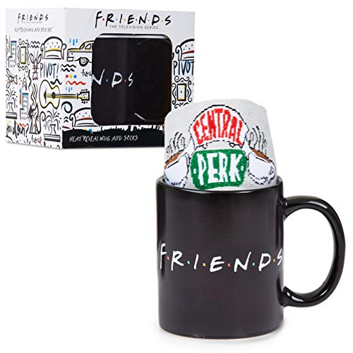 Friends Set de Regalo con Taza Café y Calcetines Diseño Central Perk, Tazas Cafe Cambian con Calor, Merchandising…
