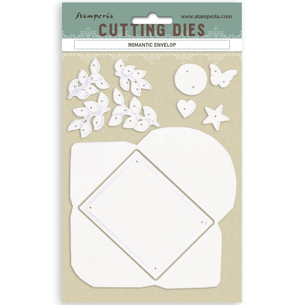 Stamperia - Cutting Dies for Scrapbooking, Albums, Card Making, Bullet Journalling and More, Create Decorations with Natural Elements, Perfect for Crafts and Gifting (A5) (Timeless, Romantic Envelope)