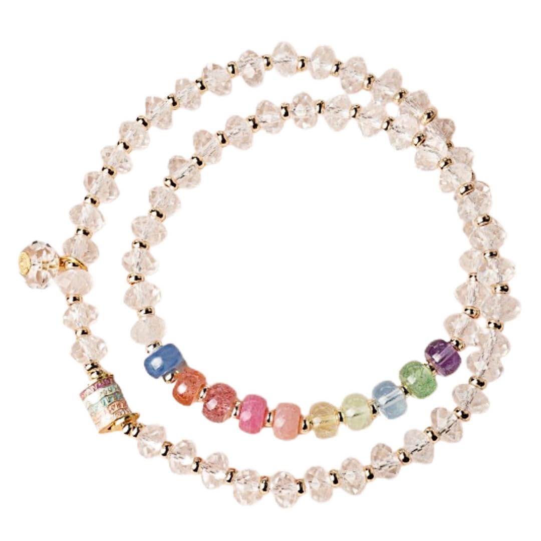 Braccialetto Elastico Pietre Bracciale A Doppio Filo Con Pietre Preziose Sfaccettate In Cristallo Bianco Da 6mm Colori Assortiti