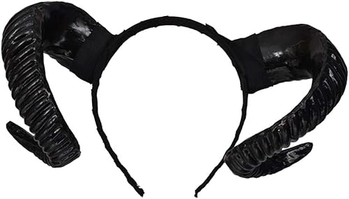 TOYANDONA Diadema de cuerno de Halloween, diadema de cuernos de oveja dorada, diadema de cuerno de demonio de cabra para disfraz de Halloween,