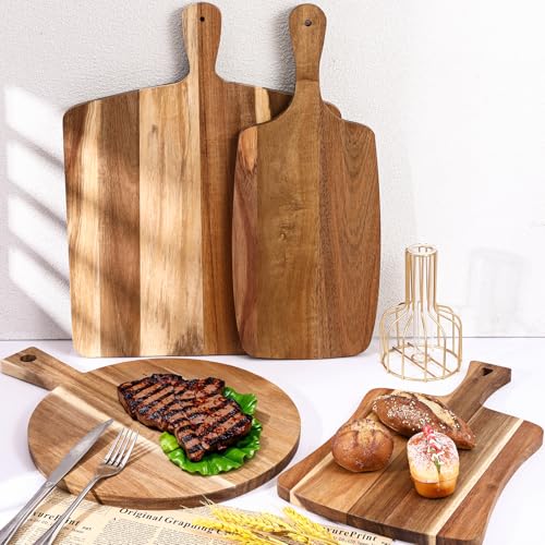 Juego de 4 Tablas de Cortar de Madera de Acacia con Mango miniatura 3