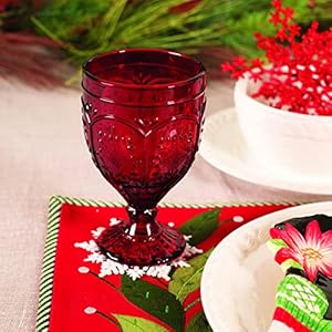 Fitz and Floyd Trestle Glassware Ornate Goblets, 4 Count (Pack of 1), Red Fitz and Floyd Trestle Glassware Ornate Goblets 4 Count Pack of 1 Red