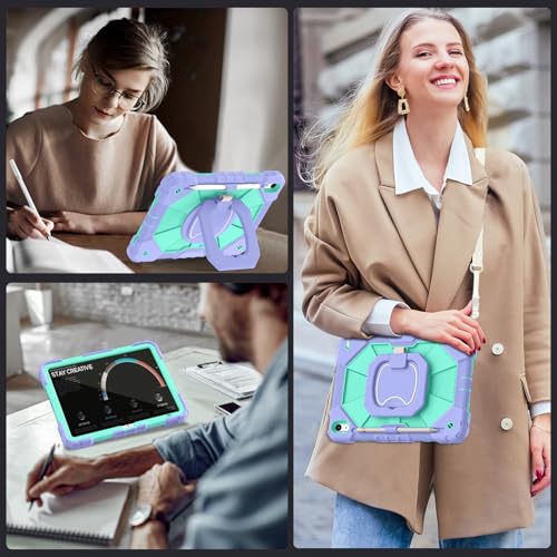 Image of Auizotl Case for iPad (A16) 11th /10th Generation 2025 /2022,iPad Case 10th Generation with Rotating Stand Screen Protector,Shockproof Cover for i Pad 11.0 /10.9 Inch C ase,Purple Green