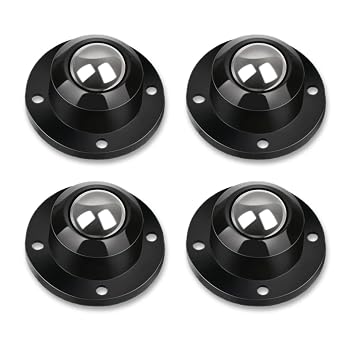 Dear Self Adhesive Caster Wheels for Furniture, Storage Box, Trash Can - Stainless Steel Universal Pulley 360 Degree Rotating Swivel Wheels - 1 Inch Low Profile - Black - 4 Pack