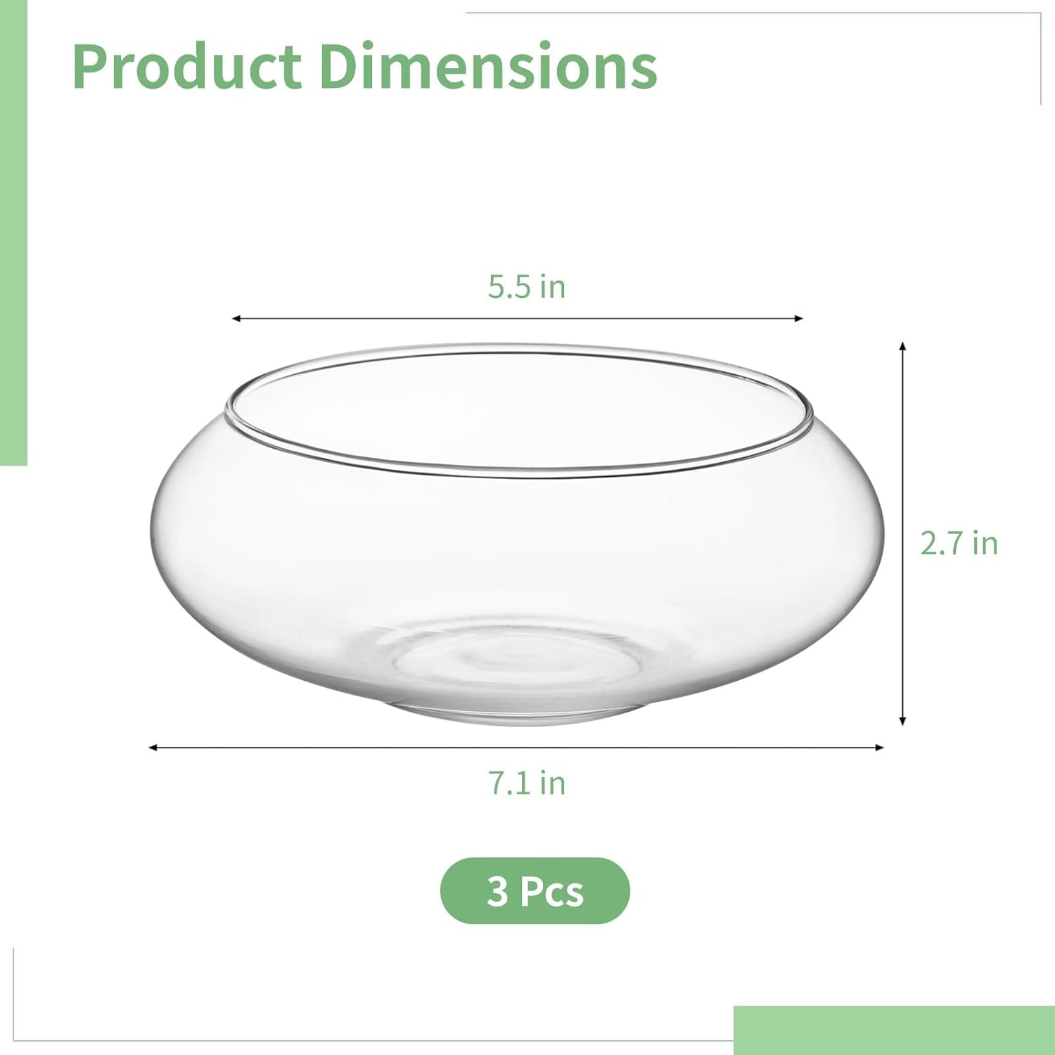 3 PCS Clear Glass Lotus Bowl Planter, Round Fish Bowl Vase, Minimalist Hydroponic Planter Set, Water Lily Bulb Forcing Vessel, Narcissus Flower Container, Desktop Home Decor Centerpiece