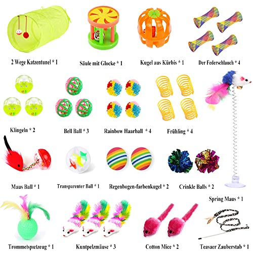 35 Stück Katzenspielzeug Set, Katzenspielzeug Katzentunnel Spielzeug Katze Mit Jingle Bälle, Federspielzeug, Plüschspielzeug, Spielzeugmäuse, Interaktives Spielzeug für Katzen - Image 3